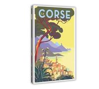 LOKLNEYK Poster vintage sur toile de voyage La Corse pour chambre à coucher, bureau, chambre, cadeau 30 x 45 cm