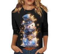 LOKLNEYK Pull Moche De Noel Femme Pull De Noël Femme Grande Taille Coton Sweat Fete Elegant Chemise Cadeau Christmas Soiree Manches 3/4 T Shirt Tenue Costume Adulte Habit Vêtements 11#Noir 5XL