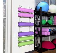 LOKLNEYK Support mural for tapis de yoga, for rouleau en mousse, bande résistance, petits outils d'entraînement et rangement for(White,9 Layers)