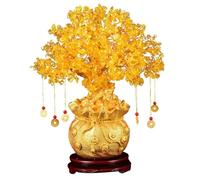 LoKori Feng Shui Citrine Arbre Chanceux Arbre Cristal Argent Arbre Gem Arbre Bonsaï Style pour Bureau Maison Décoration Feng Shui pour La Richesse/Fortune et Chance