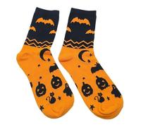 Lokxmve Chaussettes d'Halloween pour Femmes et Hommes 38-46 - Amusantes Citrouille Chauve-souris Colorées en Coton Mignon