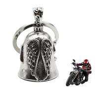 Lokxmve Clochette Moto Guardian Ride Bell Acier Inoxydable Fahrradglocke Cloche Moto Porte Bonheur Biker Argent Angel Biker Guardian Bell Porte Clé Motard
