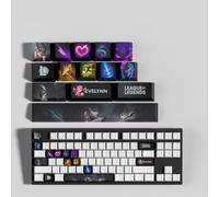LOL 14 Capuchons de Touches Profil OEM Ergonomique, Matériau PBT OEM Profile Dye Sublimation Disposition, Compatible avec la Plupart des Claviers Mécaniques (Evelynn)