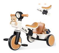 LOL-FUN Brun Tricycle Réglable avec Paniers pour Enfant de 2 à 4 Ans