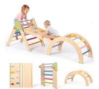 LOL-FUN Montessori Triangle D'escalade, Enfants Parcours Motricité Bébé | Cadre en bois pliable avec planche toboggan, pour créer un parcours de motricité à la maison et varier les jeux d'intérieur
