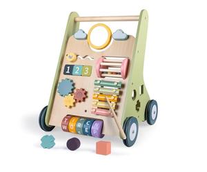 LOL-FUN Trotteurs en Bois pour Bébé 12 mois+, Cadeau Centre D'activité Educatif pour Enfant 1 An, 10 en 1 Jouet D'apprentissage Multiples pour Garçon et Fille de 1 à 2 Ans