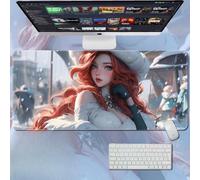 LOL Grand tapis de souris de jeu XXL avec base en caoutchouc naturel antidérapant durable, tapis de clavier imperméable, sous-main de bureau pour joueur, bureau et maison (Miss Fortune)
