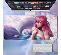 LOL Grand tapis de souris de jeu XXL avec base en caoutchouc naturel antidérapant durable, tapis de clavier imperméable, pour joueur, bureau et maison (Ahri 6)