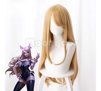 LOL K/DA Ahri Cosplay perruque pour femmes longue droite résistant à la chaleur synthétique jeu de cheveux Halloween Costume fête perruque jaune perruque