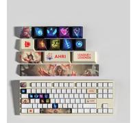 LOL Kit de 14 Capuchons de Touches pour Clavier Mécanique Gamer, PBT OEM Profile Dye Sublimation Disposition, pour Joueurs PC (Ahri)