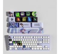 LOL Kit de 14 Capuchons de Touches pour Clavier Mécanique Gamer, PBT OEM Profile Dye Sublimation Disposition, pour Joueurs PC (Akali)