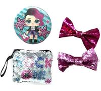 LOL Surprise Ensemble de beauté pour fille avec porte-monnaie à paillettes, miroir et nœuds à cheveux