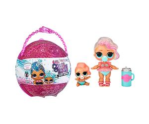 LOL Surprise Glitter Pearl Surprise Poupée avec Changement de Couleur & 6 Surprises - Contient 1 poupée de Collection & sa sœur, des Tenues, Accessoires & des Bulles, Dès 4 Ans - Violet