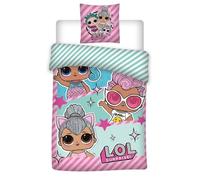 LOL SURPRISE - Parure de Lit Enfant Coton Bio, Housse de couette 140x200 cm, une Taie d’oreiller 65x65 cm
