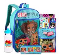 LOL Surprise Sac à dos avec sac à déjeuner - Ensemble sac à dos LOL Surprise pour filles de 6 à 12 ans, boîte à déjeuner, bouteille d'eau, trousse à crayons, autocollants, plus | Fournitures scolaires