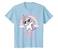 Lola Cadeau Prénom Personnalisé Fille Licorne T-Shirt, Enfant, Bleu Céleste, 4 Ans