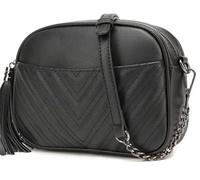 lola mae Sac à bandoulière matelassé, sac à main à bandoulière au design tendance, Quincaillerie en étain noir Lm691, Small