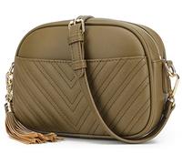 lola mae Sac à bandoulière matelassé, sac à main à bandoulière au design tendance, vert olive, Small