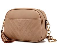 lola mae Sac à bandoulière matelassé, Trendy Design Shoulder Purse (Taupe), 1a8-taupe