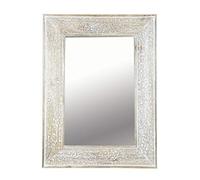 Lola Miroir mural oriental 60 cm marron blanc | Grand miroir de couloir marocain avec cadre en bois décoré oriental | Miroir de salle de bain vintage oriental sans éclairage comme décoration orientale