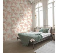 Livingwalls – Papier peint Lola Paris 36919-3 Feuilles de palmier Crème/Rose Métallique Exotique
