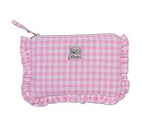 Lola : Pochette Froufrou Vichy Rose- certifiée Oeko-TEX- ouatinée et doublée de Coton- (24 x 16 cm)- Pratique et écologique