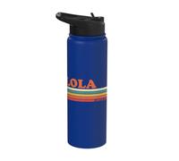 LOLA Retro Personnalisé Prénom Vintage Rayures Stainless Steel Insulated Water Bottle