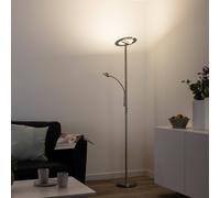 LOLA Smart Lampadaire à éclairage indirect LED LOLAsmart Rocco avec bras de lecture Rocco, dimmable, gris, Salon / Salle à manger, Métal, Moderne