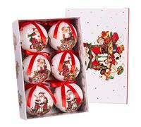 LOLAhome Lot de 6 boules de Noël avec boîte en polyfoam Rouge Ø 7,5 cm