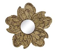 LOLAhome Miroir Fleur sculpté doré en Bois de Ø 80 cm