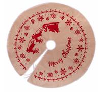 LOLAhome Support pour arbre Couverture de Noël Rouge Impression de Jute de Tissu de Jute de 100 cm