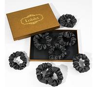 Lolalet 8 Chouchous en Satin Cheveux Élastique, Cheveux Ties Cordes, Satin Scrunchie Colorés, Chouchou Accessoires Cheveux pour Femme ou Filles -Noir