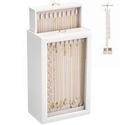 Lolalet Rangement Colliers Vertical Double Face, Boîte à Colliers avec Fenêtre Transparente, Présentoir à Bijoux Grande Capacité -2 Niveaux, Blanc