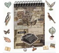 LOLANIUT Livre d’Autocollants Vintage avec 50 Feuilles, Autocollants Washi Scrapbooking Auto Adhésifs pour Journaling, Bullet Journal, Agenda, Album Photo, DIY, Collection Marron