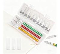LOLANIUT Lot de 3 Cutters pour Bricolage Art Work Cutting, Scalpel avec 10 Lames de Rechange, Cutter de Précision Couteau pour Découpe de Travail d'art, Modelisme, Sculpture, Bricolage Sculpture