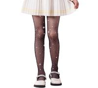 LOLANTA 2-Pack Collants Résille Filles, Collants Strass Étincelants pour Enfants Bas de Concours de Danse, Noir scintillant, 8-13 ans, XL