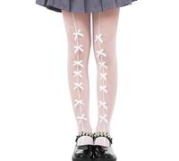 LOLANTA 2-Pack Collants Résille Filles, Collants Strass Étincelants pour Enfants Bas de Concours de Danse, Nœud blanc, 8-13 ans, XL