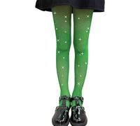 LOLANTA 2-Pack Collants Résille Filles, Collants Strass Étincelants pour Enfants Bas de Concours de Danse, Vert foncé scintillant, 8-13 ans, XL