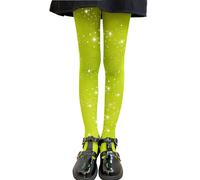 LOLANTA 2-Pack Collants Résille Filles, Collants Strass Étincelants pour Enfants Bas de Concours de Danse, Vert scintillant, 8-13 ans, XL