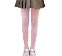 LOLANTA 2-Pack Collants Résille Filles, Collants Strass Étincelants pour Enfants Bas de Concours de Danse, Rose scintillant, 4-8 ans, L
