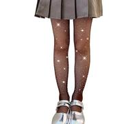 LOLANTA 2-Pack Collants Résille Filles, Collants Strass Étincelants pour Enfants Bas de Concours de Danse, Café scintillant, 8-13 ans, XL