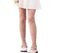 LOLANTA 2-Pack Collants Résille Filles, Collants Strass Étincelants pour Enfants Bas de Concours de Danse, Nu scintillant, 8-13 ans, XL