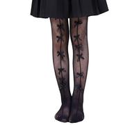 LOLANTA 2-Pack Collants Résille Filles, Collants Strass Étincelants pour Enfants Bas de Concours de Danse, Nœud noir, 8-13 ans, XL