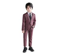 LOLANTA 2 Pièces Garçons Smoking, Blazer et Pantalon, Vêtements pour Enfants Ensemble de Costume Mariage, Rouge, 150, 9-10 Ans