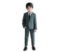 LOLANTA 2 Pièces Garçons Smoking, Blazer et Pantalon, Vêtements pour Enfants Ensemble de Costume Mariage, Vert, 140, 8-9 Ans