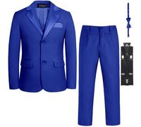 LOLANTA 5 PCS Garçons Bleu Costumes Smoking Formel Blazer Page Garçon Costume Slim fit pour la Fête De Mariage (3-4 ans, Bleu, étiquette Taille 110)