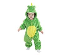 LOLANTA Bébé Deguisement Crocodile, Animal Alligator Combinaison en Flanelle à Capuche Enfant, Vert, 3-4 ans