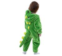 LOLANTA Bébé Deguisement Dinosaure, Animal Combinaison en Flanelle à Capuche Barboteuse Enfant, Costume de Carnaval(12-15 Mois,Green,Tag 73)