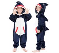LOLANTA Bébé Deguisement Requin, Animal Combinaison en Flanelle à Capuche Barboteuse Enfant, Costume de Carnaval (12-18 Mois,Tag 80)
