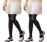 LOLANTA Collants fille ornés de strass, semi-opaques et scintillants, pour danse, soirée, spectacle, 2 paires, Noir, 9-10 ans, L